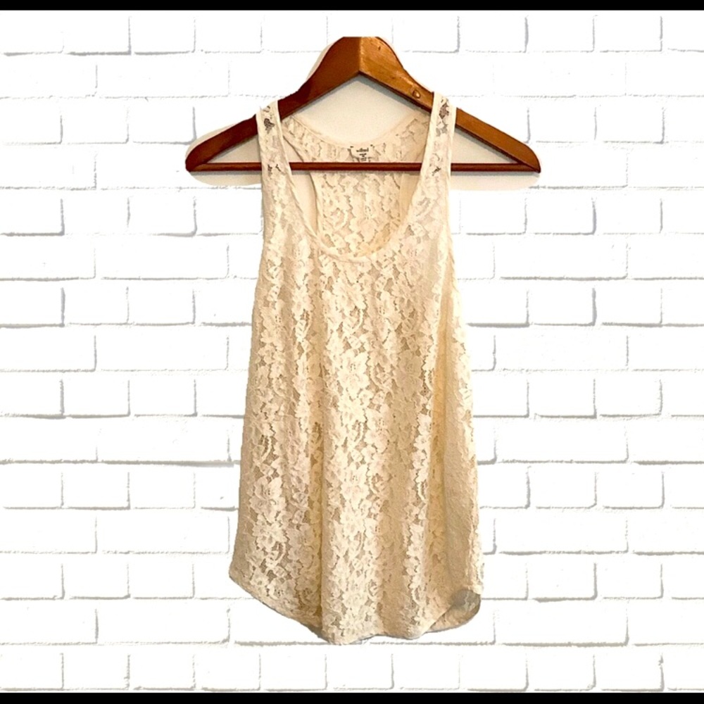 Aritzia Ivory lace tank top